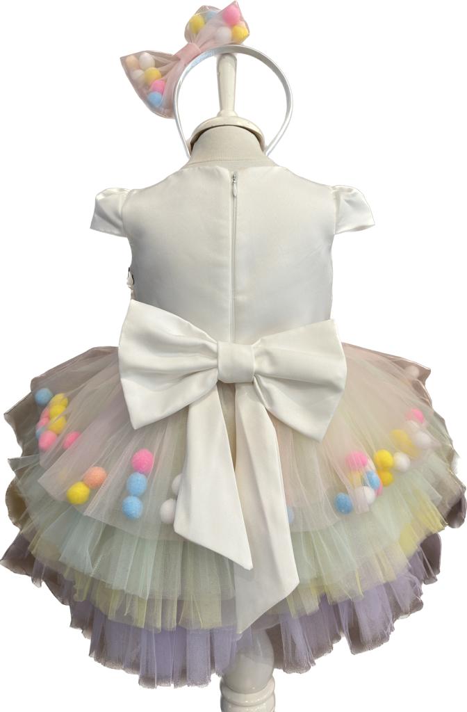 Pamina kız bebek tül etekli unicorn taçlı elbise set