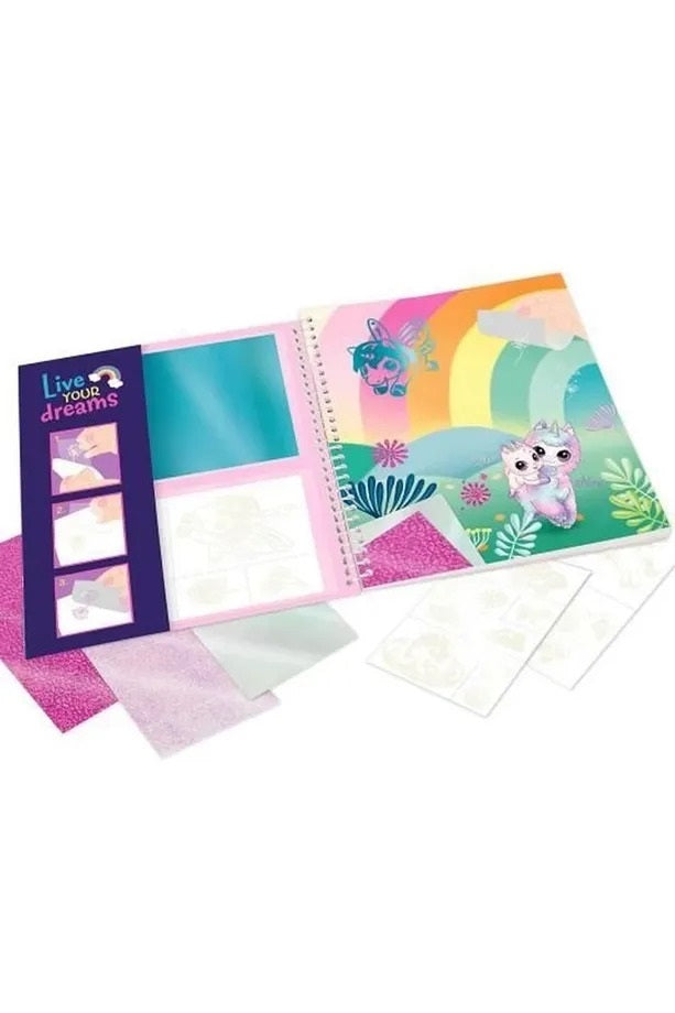Top Model Dino Boyanabilir Şablonlu Stickerli Tasarım Defteri 412472